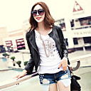 Long Sleeve Collarless PU Casual/Party Jacket(More Colors)