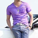Herren V Neck Cotton Solid Color Kurzarm T-Shirt