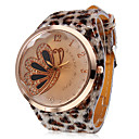 Damen Quarz Analog Leopard Schmetterlinge Armbanduhr