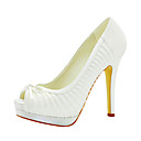 Beautiful Satin Stiletto Heel Peep Toe With Ruched Wedding Shoes (More Colors)