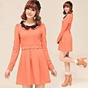 Vrouwen Lace Collar Pleated Dress