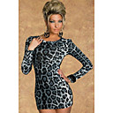 Sexy Leopard Vrouwen shirt met lange mouwen Dress (Bust :86-102cm, taille :58-79cm, Heup :90-104cm)
