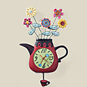Floral Design Polyresin Wall Clock with Pendulum