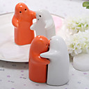 White & Orange Ceramic Salt & Pepper Shakers