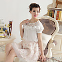 Gasa mujeres Lace Blouse volante plisado