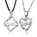 Beautiful Silver/Hide Rope With Platinum Plated Cubic Zirconia Lovers' Fashion Necklace