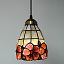 40W Traditional Tiffany Pendant Light with Stained Glass Shade in Floral Design