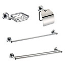 Sets de finition en laiton chromé Accessoires salle de bains (Inclure savon, porte papier toilette, 2 porte-serviettes)