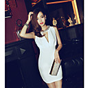 Women's Deep-V Open Back Bodycon Dress with Beads