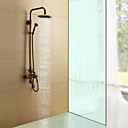 Antique Brass Single Handle Wall Mount Rain + Handheld Shower Faucet