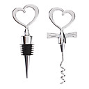Couple Heart Shaped Wine Bottle Stopper & Corkscrew Set