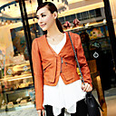 SOPHY V Neck Orange Short Zipper Jacket