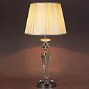 60W Luz moderna mesa de cristal com máscara de tecido e Polished Chrome Pólo da lâmpada