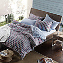 4pcs Helen stripe jersey de algodão edredom malha cobertura definida com lençol