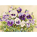 Printed Art Floral White and Purple Pansies by Joanne Porter