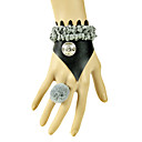 Handmade Black and Gray PU Leather Punk Lolita Bracelet