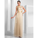 Sheath/Column Bateau Floor-length Tulle Evening Dress