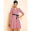 TS VINTAGE Rockabilly Girl Check Pattern Drawstring Dress