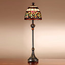 60W Retro Tiffany Style Light with Resin Stand and Glass Shade