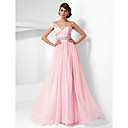 Sheath/Column One Shoulder Floor-length Chiffon Evening Dress