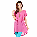 BIOPLAZM New Summer longs pourpre Coupe ample short de coton de chemise de robe de T à manches