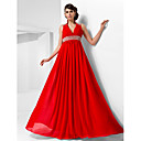 A-line High Neck Floor-length Chiffon Evening Dress