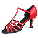 Customized Women's T-Strap Satin Upper Latin / Ballroom Dance Shoes With Rhinestone (More Colors)