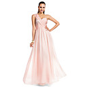 A-line One-shoulder Floor-length Chiffon Elegent Evening Dress