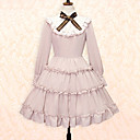 Langarm knielangen rosa Baumwolle Sweet Lolita Kleid