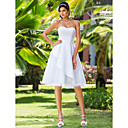 A-line Sweetheart Knee-length Satin And Tulle Wedding Dress