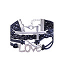 Alliage Croix "Love" Motif Bracelet fait main tressé