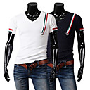 Men's Colour Bar Cotton V-neck Line Short Sleeve T-Shirt
