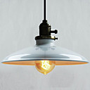 60W lumière pendante contemporaine en métal blanc avec l'ombre de la plaque en Campagne style