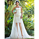 Sheath/Column Sweetheart Asymmetrical Organza Wedding Dress With Removable Train