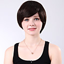 Capless Short Straight Black 100% Human Hair Wig Side Bang