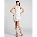 A-line High-neck Short/Mini Chiffon Cocktail Dress