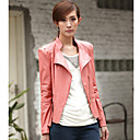 Long Sleeve Standing Collar PU Casual/Party Jacket(More Colors)