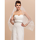 1 Layer Fintertip Wedding Veil With Lace Applique Edge