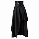 Té de longitud Patched Negro algodón Gothic Lolita Falda larga