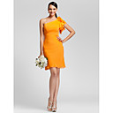Sheath/Column One Shoulder Knee-length Chiffon Bridesmaid Dress