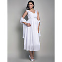 Sheath/Column V-neck Tea-length Chiffon Maternity Evening Dress With A Wrap
