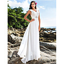Sheath/Column V-neck Floor-length Chiffon Wedding Dress