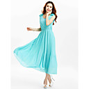 ts flora schouder plooien chiffon midi jurk