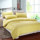 4PCS Yellow & Gray Print Cotton Duvet Cover Set