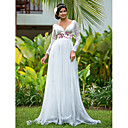 Sheath/Column V-neck Floor-length Chiffon And Lace Wedding Dress