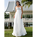 Sheath/Column Halter Sweep/Brush Train Chiffon Wedding Dress