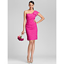 Sheath/Column One Shoulder Knee-length Chiffon Bridesmaid Dress