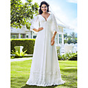A-line V-neck Floor-length Chiffon Wedding Dress