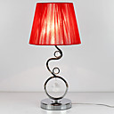 40W Contemporary Table Light with Elegant Red Pleated Fabric Shade Crystal Decor
