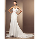 Trumpet/Mermaid Sweetheart Sweep/Brush Train Chiffon Wedding Dress